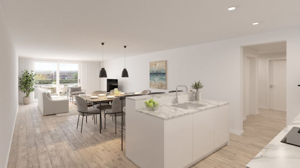 Ideal für Wohnen und Arbeiten! - Eleganter Wohnbereich mit offener Küche
