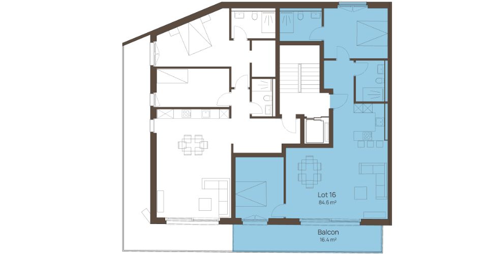Attique 3.5 pces neuf de 93.9 m2 - Vue panoramique lac - Confrérie 46 à Prilly - Attique 3.5 pièces - image - 7