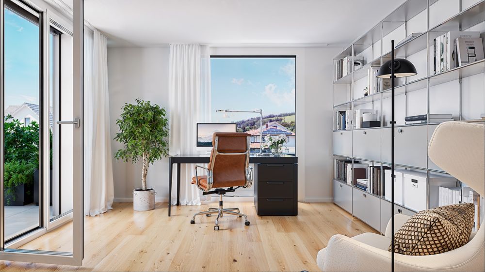 Neubauprojekt Vier-Kronen - 5.5 Zimmerwohnungen - Beispiel-Visualisierung Arbeitszimmer