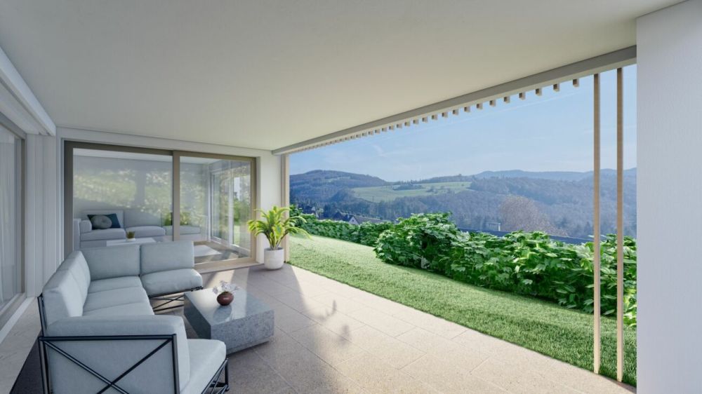 Neubau 4.5 Zimmer-Gartenwohnung mit ESTH W4 - Visualisierung W1