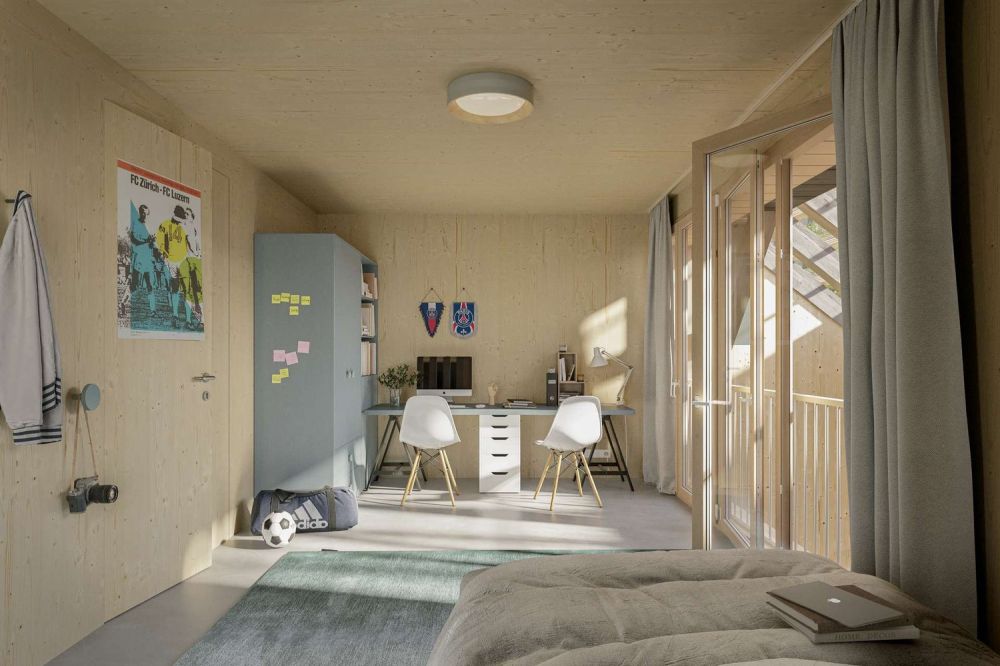 "Villigerscheune" 6.5 Zimmer Reihenmittelhaus - Süd - Neubauprojekt Villigerscheune, Reihenhaus - Obergeschoss (Visualisierung)