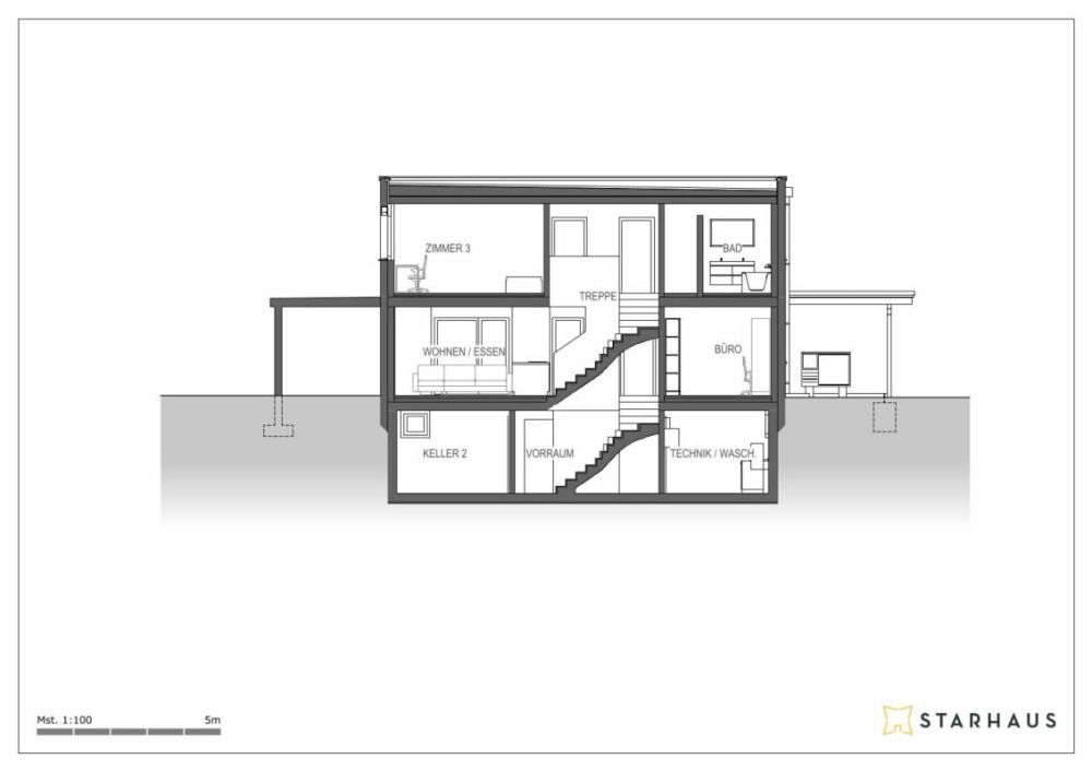 Doppeleinfamilienhaus mit Sicht in die Weinberge - SCHNITT