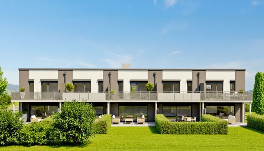 Maison mitoyenne de 4,5 pièces avec une belle vue. - Façade