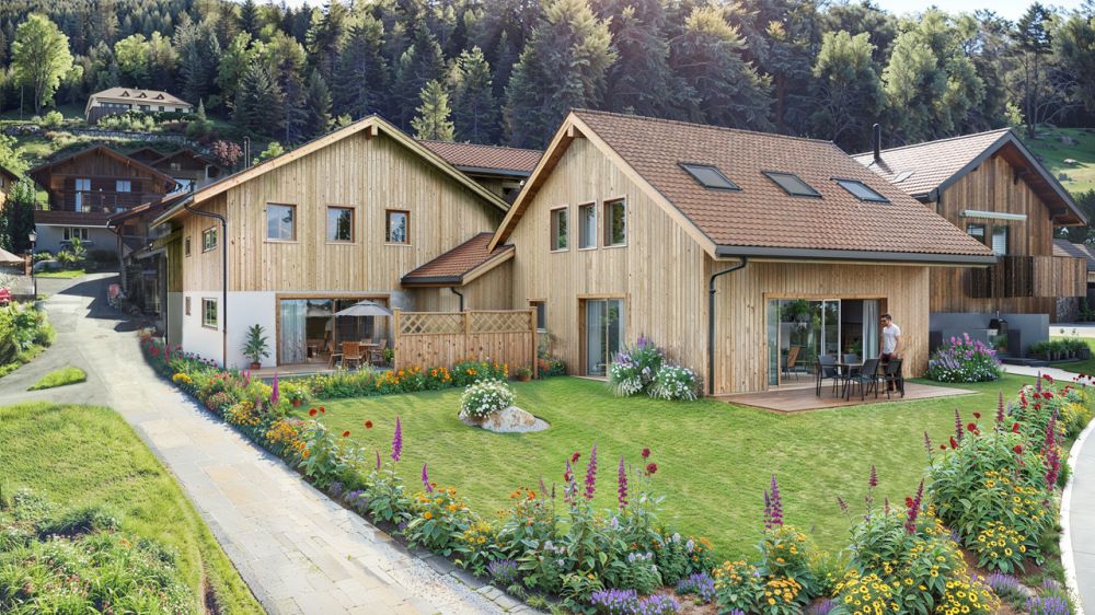 Alpen-Chalet mit Minergie-Standard zum Top-Preis - Geländeansicht / Vue du site / Site View / Vista dell'area