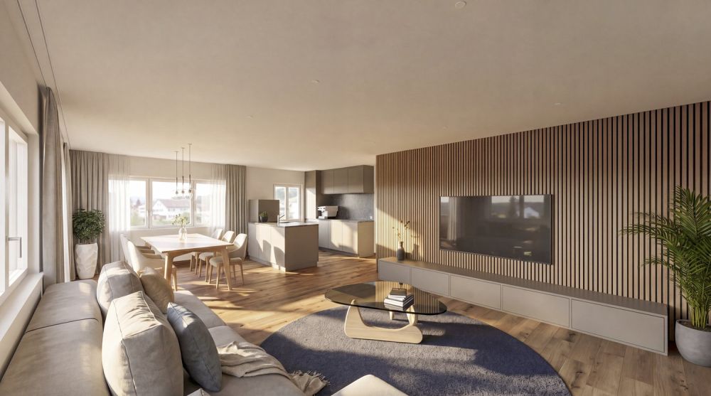 Exklusiver Neubau: 3.5 Zimmerwohnung im Obergeschoss - Wohnbereich