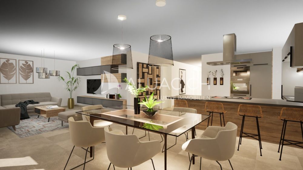 4.5 ZIMMER ERDGESCHOSSWOHNUNG - Dieser grosszügige, zur Küche offene Wohnbereich bietet ein komfortables Wohnambiente