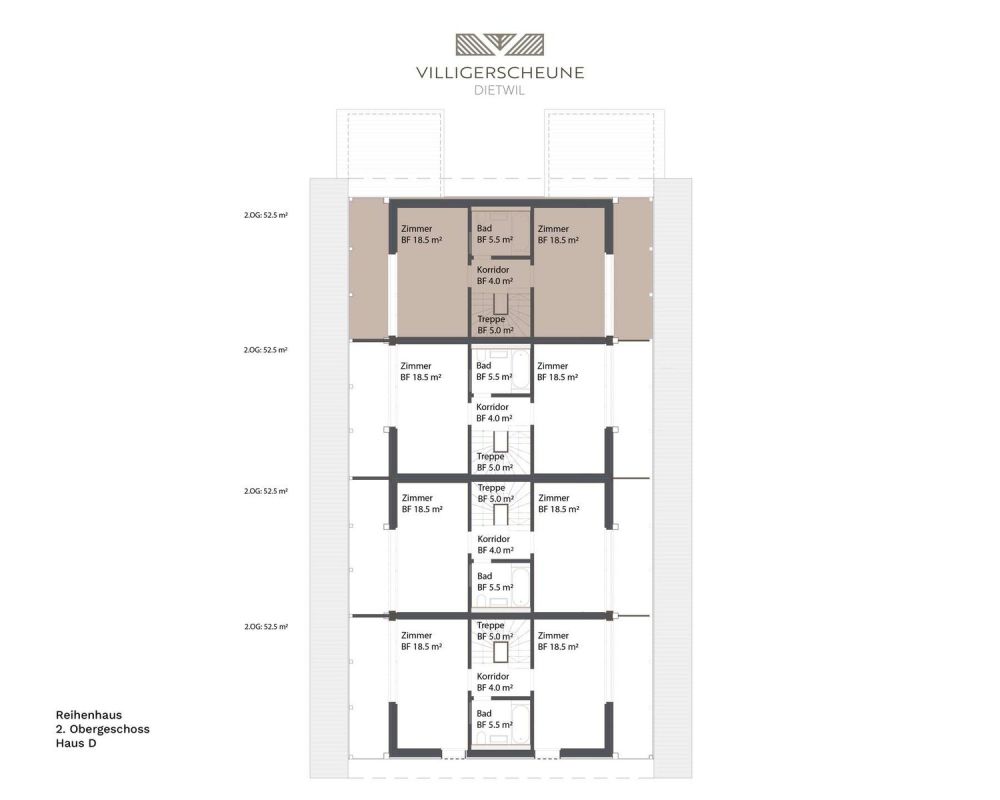 "Villigerscheune" 6.5 Zimmer Reiheneckhaus - Nord - Haus D - 2. Obergeschoss