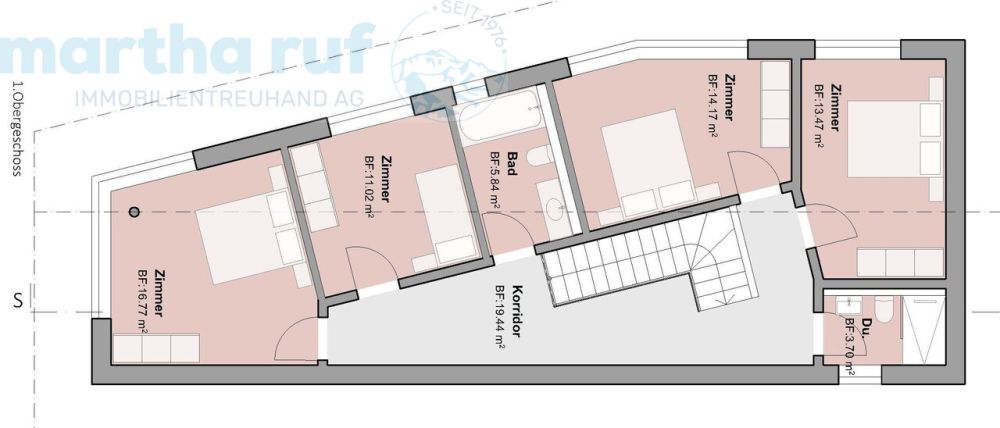 Bauprojekt 6.5 Zimmer Einfamilienhaus - Grundriss Obergeschoss