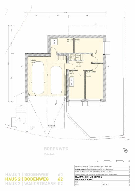 Wohnen mit Weitblick in Arlesheim, Freistehendes Einfamilienhaus, Nr. 2 - Untergeschoss, Haus 2