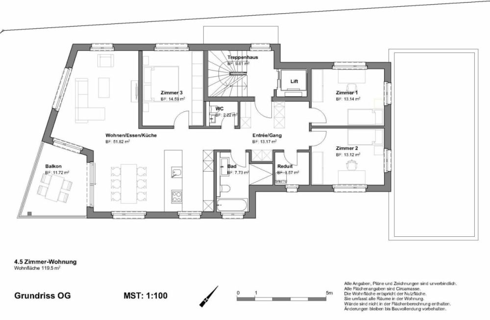 4.5 Zimmer-Wohnung mit Hobbyraum und Carport -  Bild 8