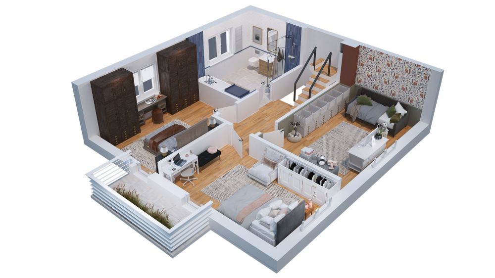 NEUBAU UNWEIT VON RAFZ-FAMILIENHEIM AUF 210M2, 7.5 ZI DEFH INKL. TGPP - 3D: OBERGESCHOSS
