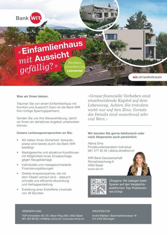 Neubauprojekt - 4 Einfamilienhäuser mit 5 1/2 Zimmern, Hobbyraum  und Weitsicht an beliebter Lage im Leimental -  Bild 4