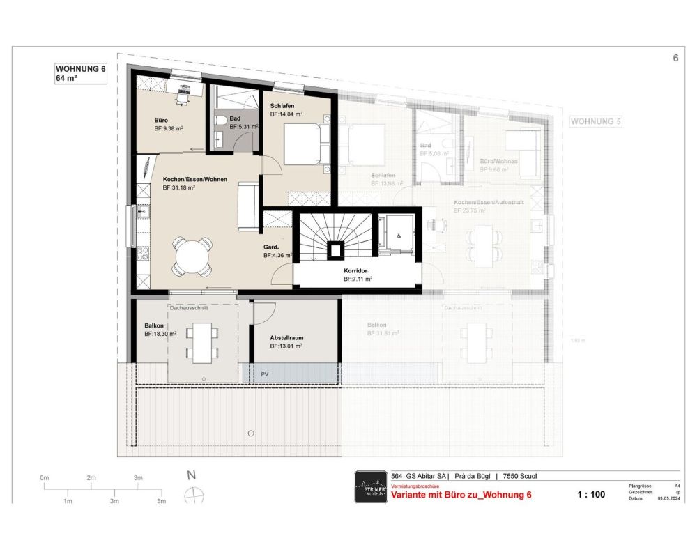 Moderne 2.5-Zimmer-Dachwohnung mit Bergblick in Scuol -  Bild 8