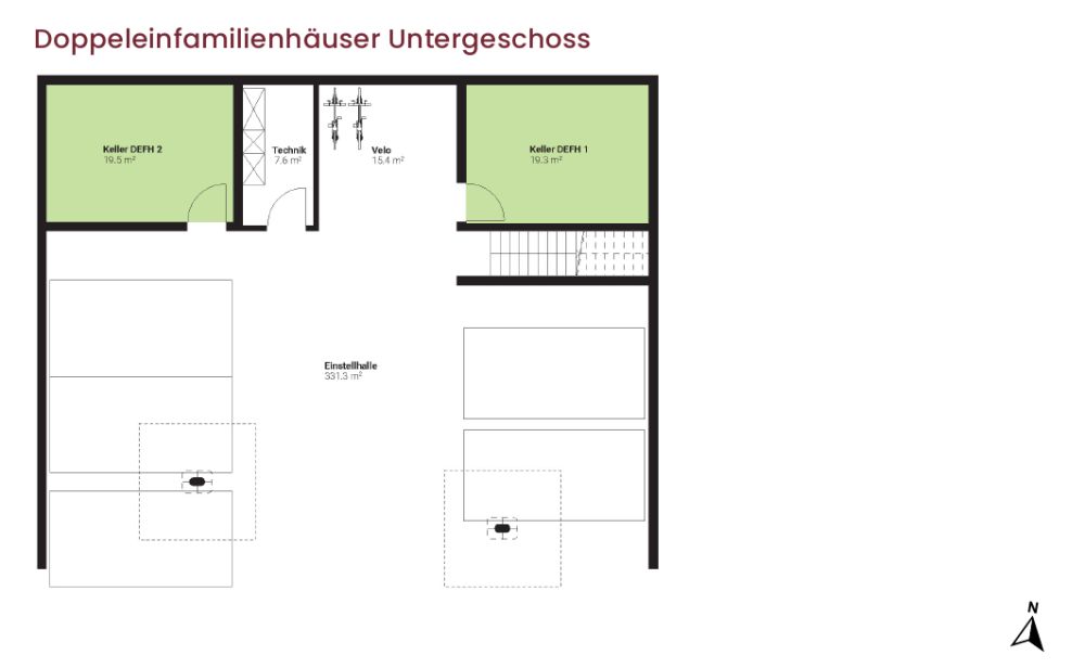 Neubauprojekt "im Gärtli" Wilchingen - Ihr modernes Doppeleinfamilienhaus - Grundriss Untergeschoss