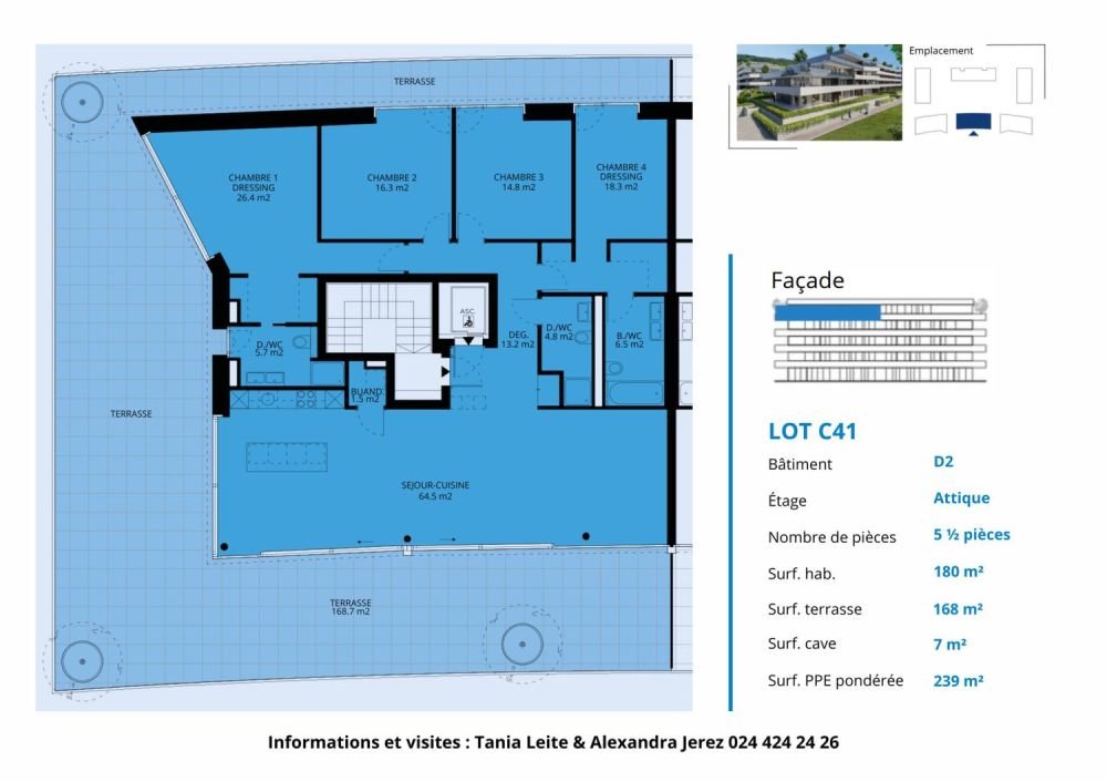 UNIQUE! Attique de 5.5 pièces de 180m2 bénéficiant d'un rooftop terrasse de 168m2 avec vue panoramique sur le lac et les Alpes -  Bild 13