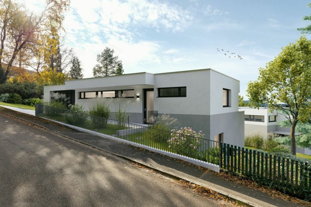 Wohnen mit Weitblick und in Einklang mit Natur!- Einfamilienhaus an begehrter Wohnlage - Haus 3, Ansicht Eingangsseite, Waldstrasse