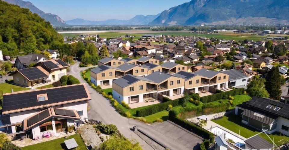 Villa NEUVE 4,5 p. en bout de rangée - jardin, terrasse et vue Dents-du-Midi - Muraz - Maison contiguë 4.5 pièces - image - 12