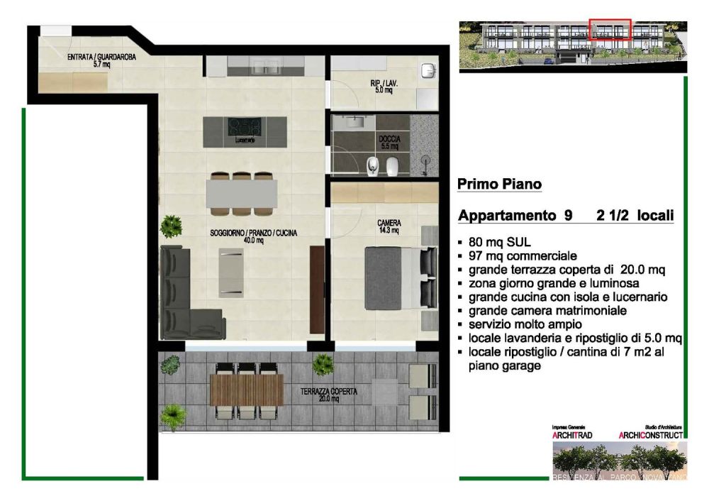 Modernes und großes 2.5-Zimmer-Apartment mit Panoramablick in Novazzano -  Bild 7