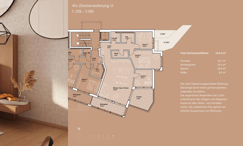 4.5 Zimmerwohnung 1.1 | Residenz Zentaur, Aarau - Bild 4