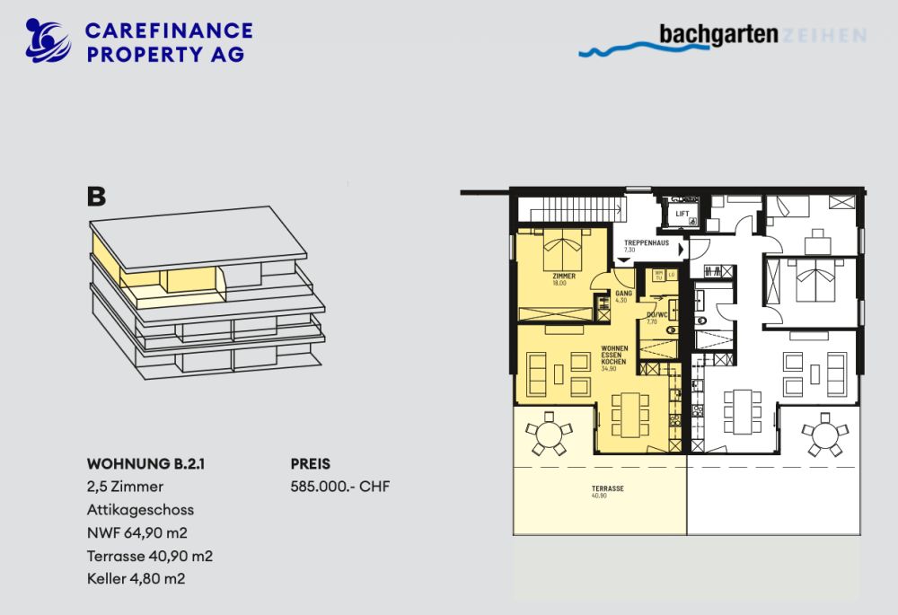 Unsere letzte 2.5-Zimmer-Attikawohnung, im Neubauprojekt Bachgarten -  Bild 12