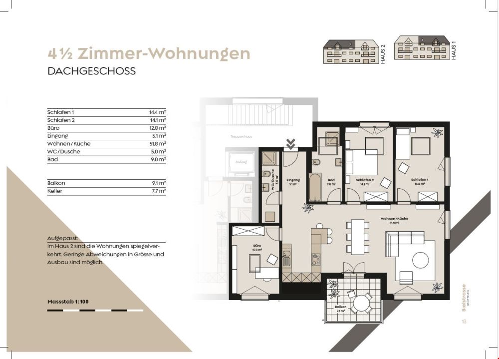 Sichern Sie sich jetzt Ihr Eigenheim! Letzte 4.5-Zimmer-Dachgeschosswohnung in Brüttelen -  Bild 4