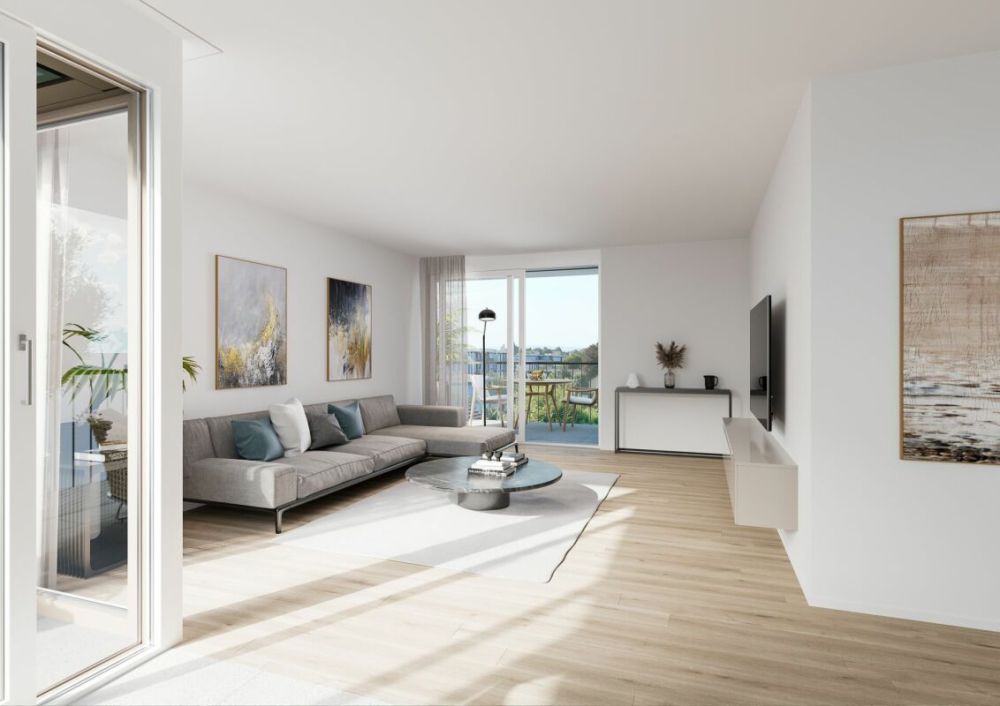 Quadro-Vista Wetzikon 4.5 Zimmerwohnung B2 - Rendering Wohnzimmer