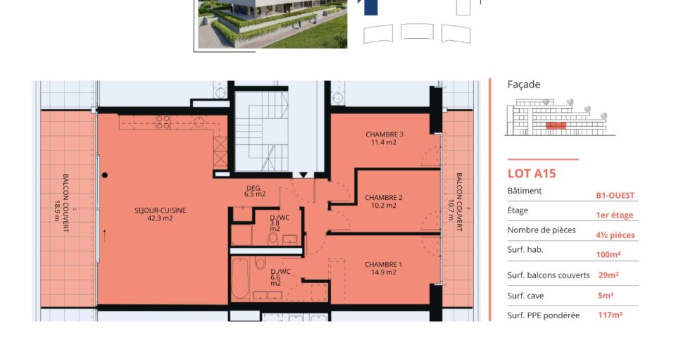 Appartement neuf de 4.5 pièces avec balcons couverts - Appartement 4.5 pièces - image - 12