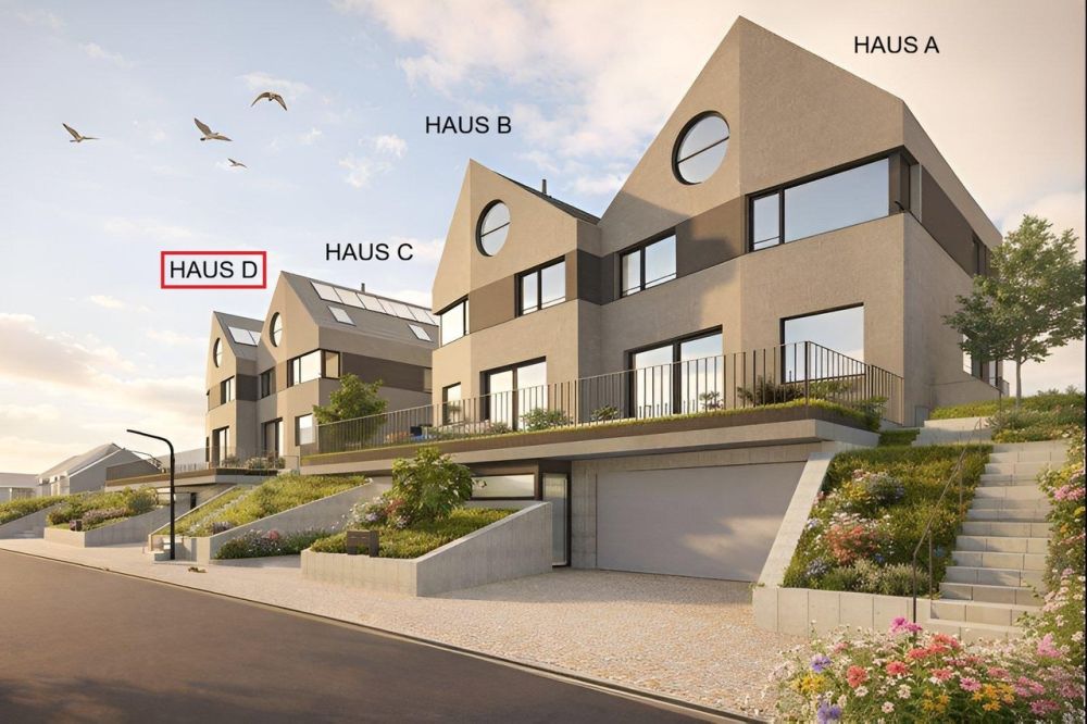 Neubauprojekt Allmendgasse mit vier 7.5-Zimmer-Doppelhäuser (Haus D) - Visualisierung