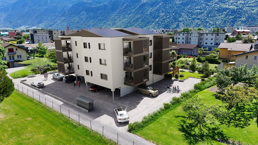 Très joli 3.5 pièces en attique à vendre à Martigny - Chantier en cours - Vue 3D - Façades Nord et Ouest