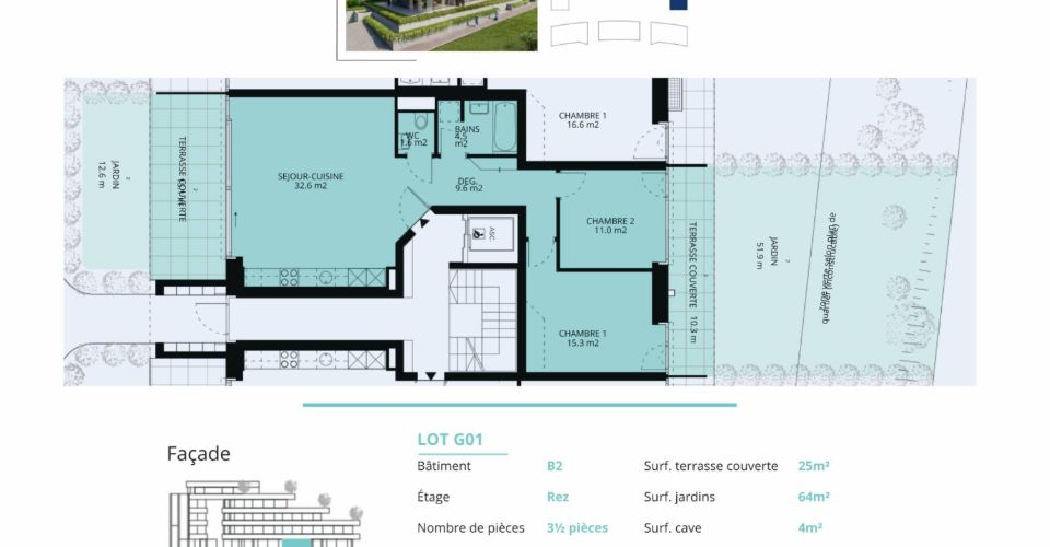 Appartement neuf de 3.5 pièces avec 2 terrasses et 2 jardins - Appartement 3.5 pièces - image - 13