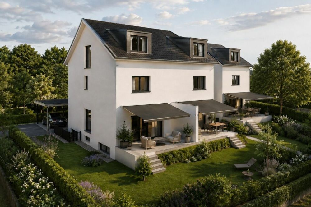 Bewilligtes Neubau-DEFH (Haus B), 6.5 DEFH, 3 Nasszellen, Garten, Sitzplatz, Carport & PP -  Bild 1