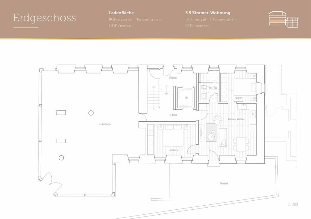Zur Alten Post bei der Kirche im Dorfzentrum. Erstwohnung. -  Bild 2