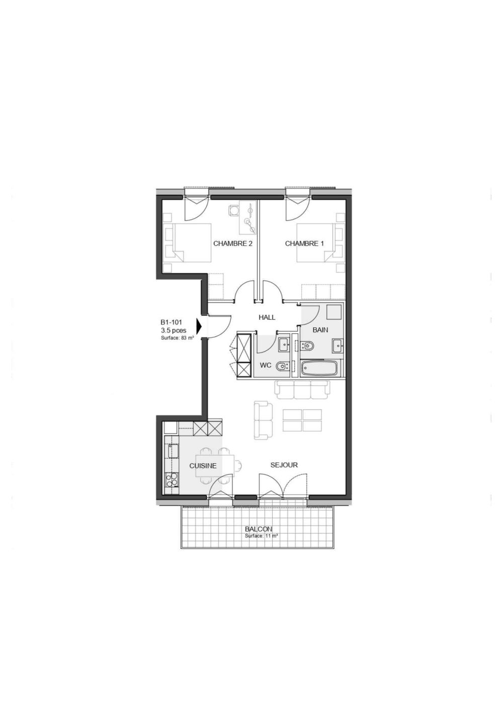 3,5 Zimmer Wohnung neu mit Balkon in Denges -  Bild 8