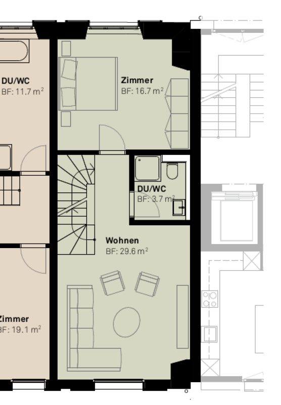 «Dorf Ottikon»: Attraktives Mittelhaus mit viel Freiraum - Bezug ab Februar 2027 - Obergeschoss
