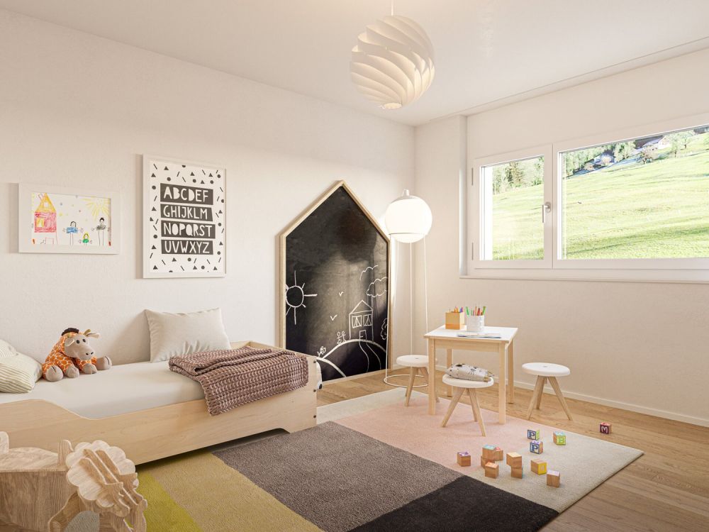 Wohnen, wo die Natur beginnt  mit Sitzplatz und Blick ins Grüne - Kinderzimmer