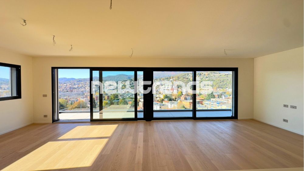 Viganello: 4,5 locali nuovi con vista aperta e parziale lago. - open space con vista aperta