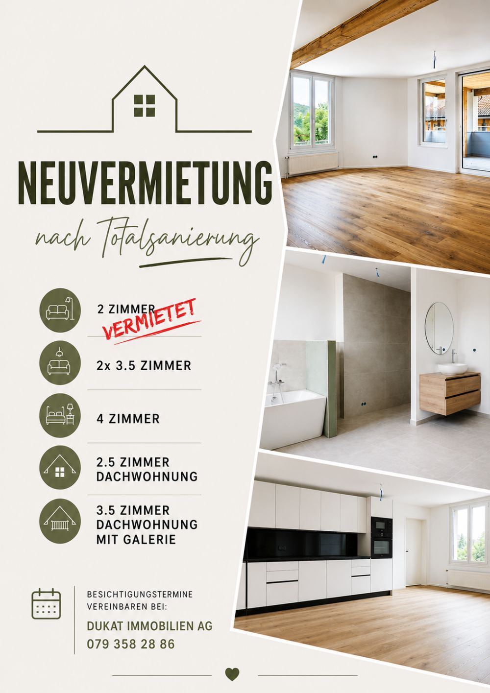 Erstvermietung nach Totalsanierung – Helle 3-Zimmer-Wohnung im Obergeschoss -  Bild 1