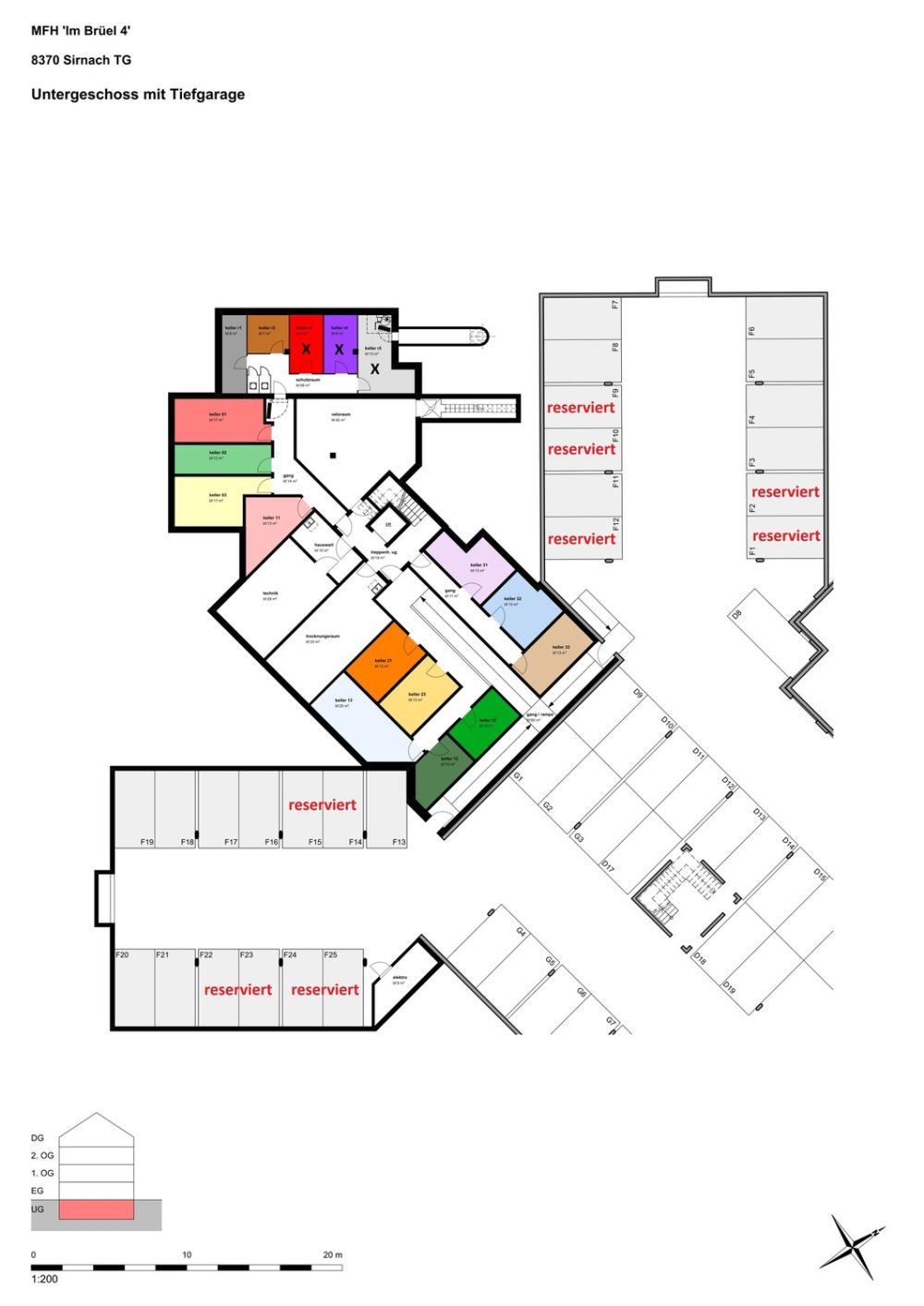 Neubau Eigentumswohnungen "Sonnenfeld" Im Brüel 4, Sirnach - Keller/Tiefgarage