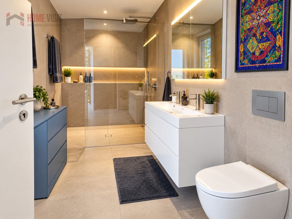 174 m² Wohntraum - exklusive Attika-Maisonette in Rifferswil - Modernes Dachbad mit farbigem Akzent