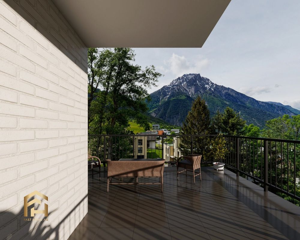 Attraktiv gelegene Attika 4.5 Zimmerwohnung in Ried-Brig - Terrasse