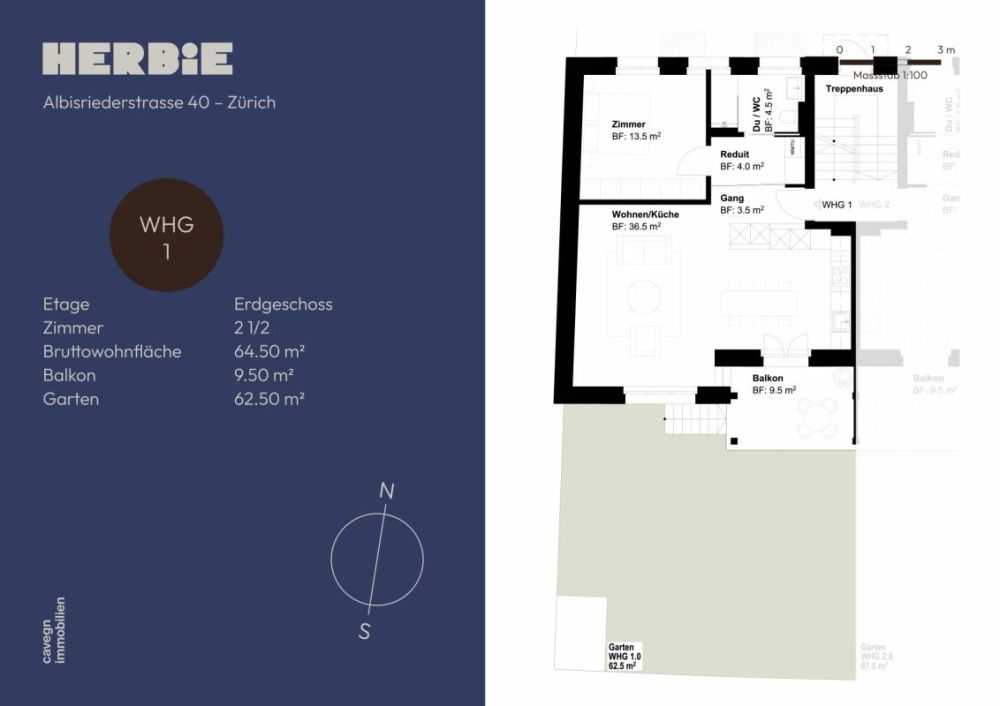 2.5 Zimmer mit eigenem Grün - im Kreis 3 - Projekt Herbie - Grundriss
