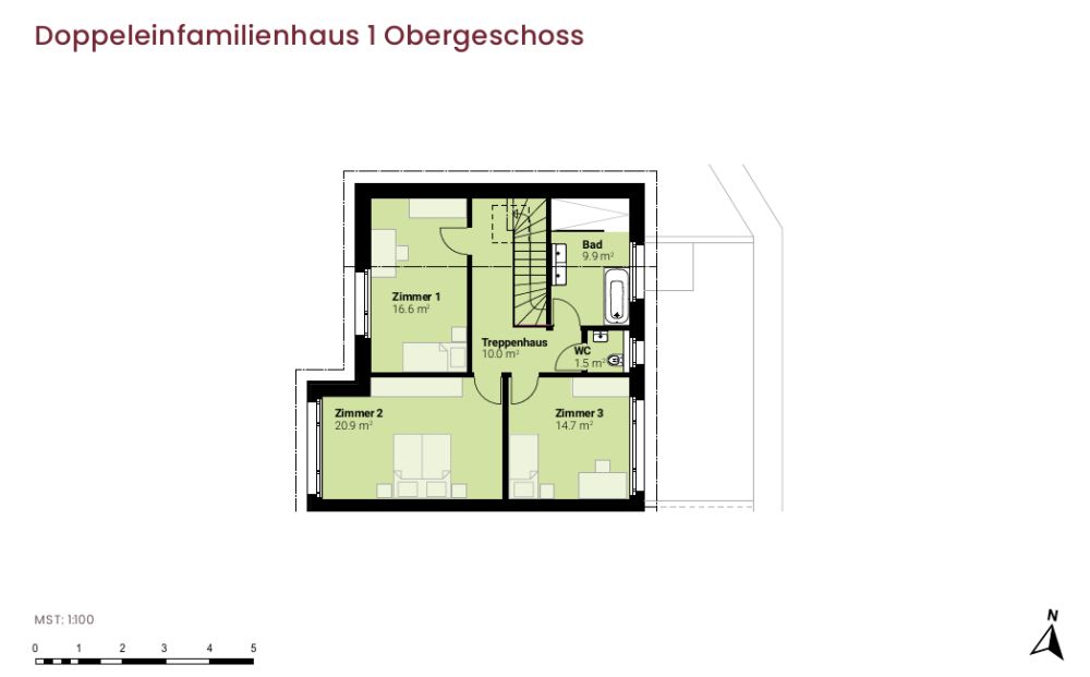 Neubauprojekt "im Gärtli" Wilchingen - Ihr modernes Doppeleinfamilienhaus - Grundriss Obergeschoss