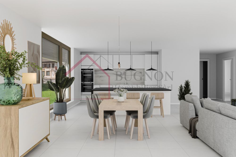 Appartement PPE de 4,5 pièces de 128 m2 avec jardin privatif - salle-à-manger et cuisine