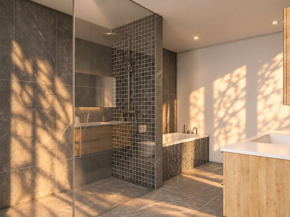 Exklusive 4.5-Zimmer-Gartenwohnung mit grosszügigem Gartenanteil - Badezimmer Wohnung