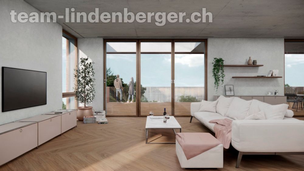 Letzte Wohnung! 4½ Zi.-Neubau-Attikawohnung in Binningen - Visualisierung Wohnbereich