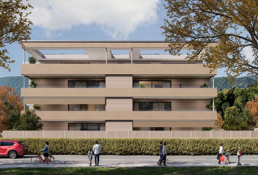 4.5 Zimmer-Wohnung (D) im 1.OG, mit 144 m2 Netto-Wohnfläche und 29.5m2 Balkon - Aussenansicht