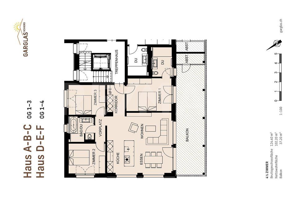 Energiebewusst wohnen www.garglas.ch - 4½-Zimmer-Wohnung E3 mit Anteil an Solarkraft -  Bild 9