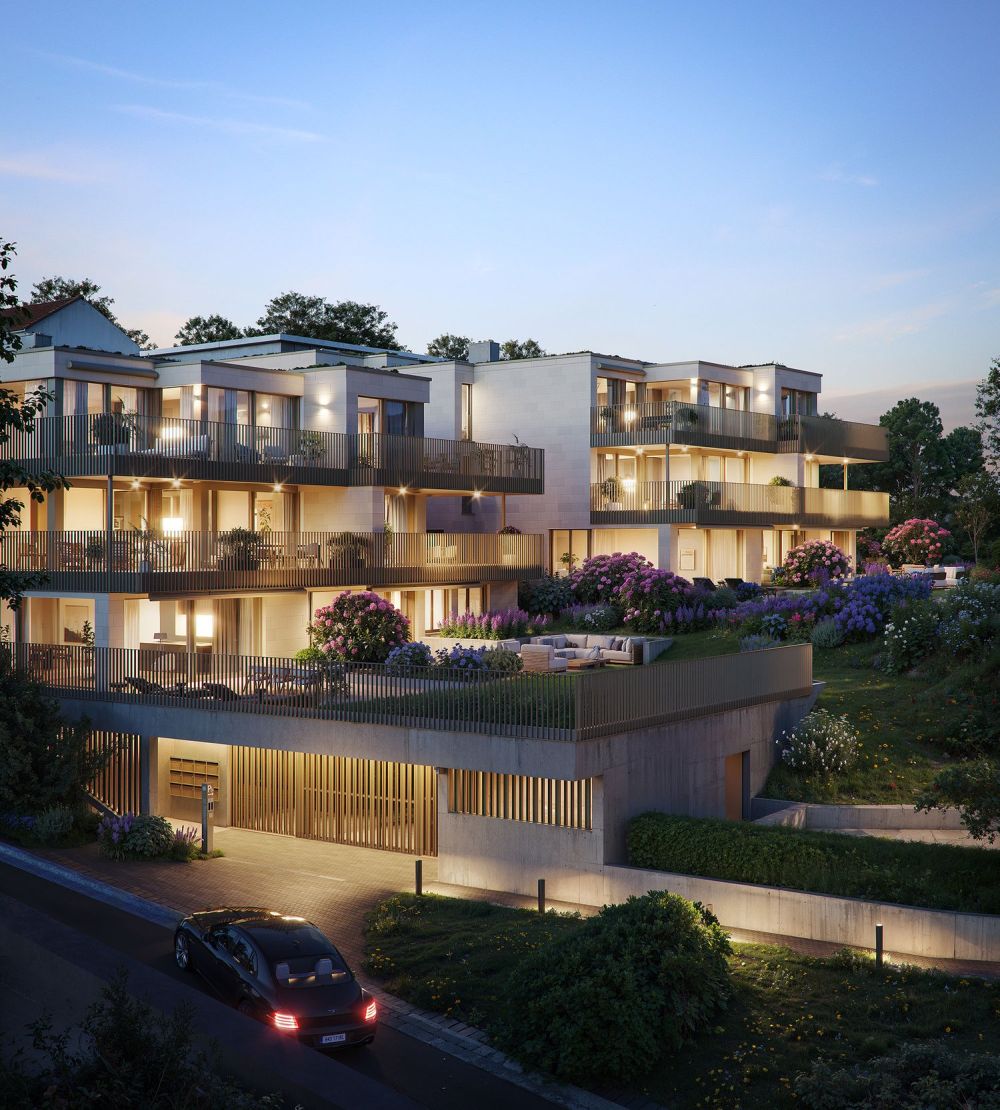 Wohnen in Küsnacht - nur noch 3 Wohnungen verfügbar - Inizia_Schiedhaldensteig32_01ExteriorNNight_QuatreCaps.jpg