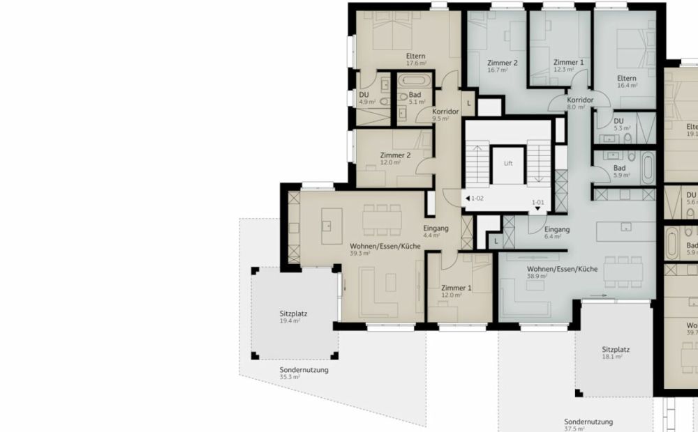129 m² | 4.5-Zi.-Gartenwohnung | Erstbezug - Visualisierungen