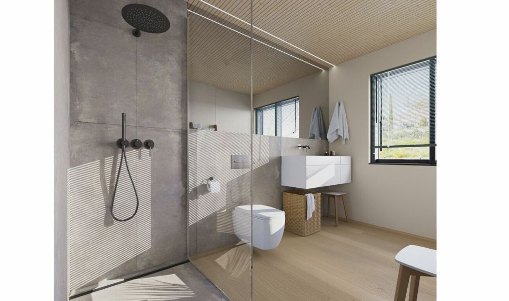 Über den Dächern von Wolfhausen - Innenvisualisierung Badezimmer / Dusche